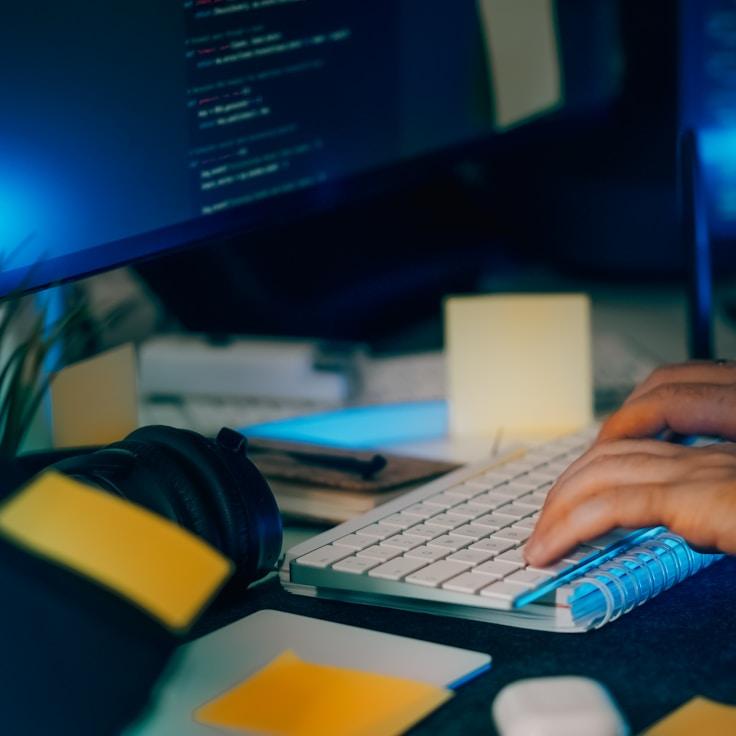 Mobile app development process showing collaborative team environment